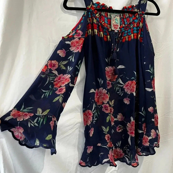 Johnny Was Oceane Printed Floral Cold-Shoulder Long Sleeve Top Small - Picture 6 of 7